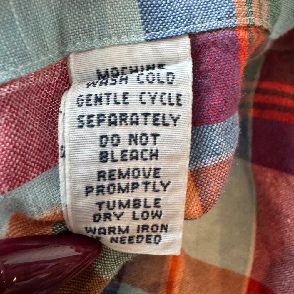 Vintage Y2K Polo Ralph Lauren Silk‎ Linen Plaid Shirt XL Madras Heritage Preppy